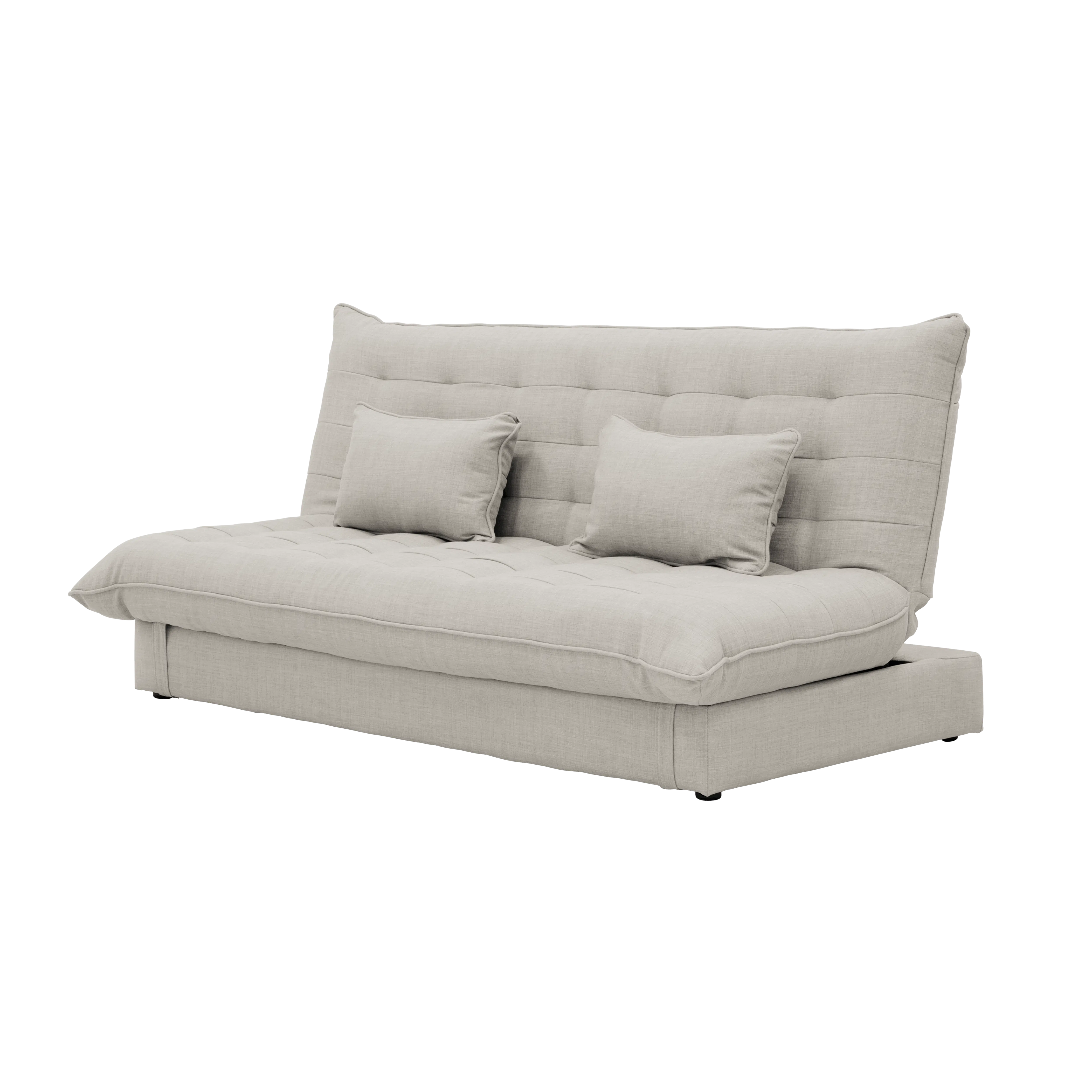 Tessa L-Shaped Sofa Bed - Beige (Eco Clean Fabric) - 27 - Modern upholstered sofa, light gray fabric, tufted design, two