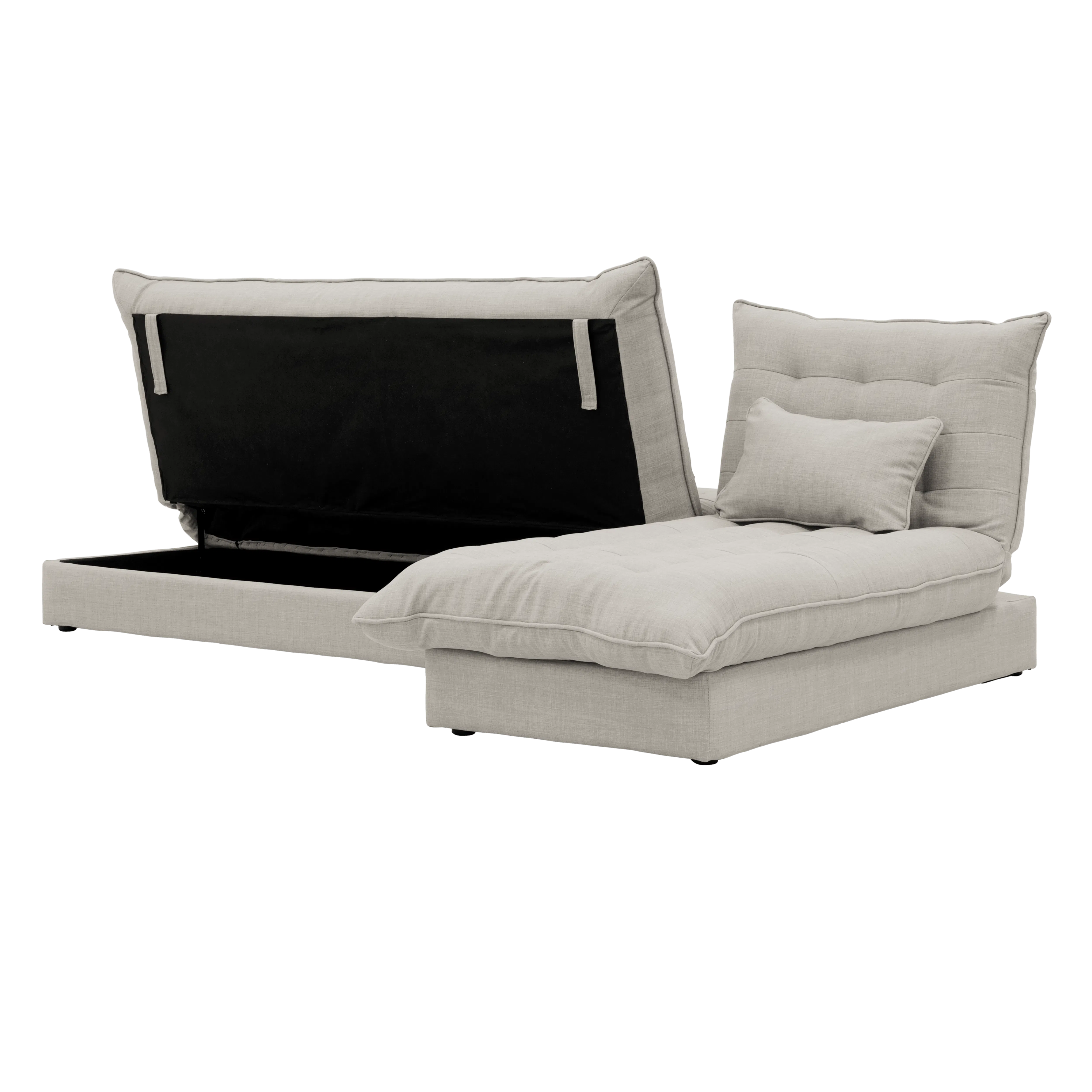 Tessa L-Shaped Sofa Bed - Beige (Eco Clean Fabric) - 29 - Modern minimalist sofa, light gray fabric, sleek design