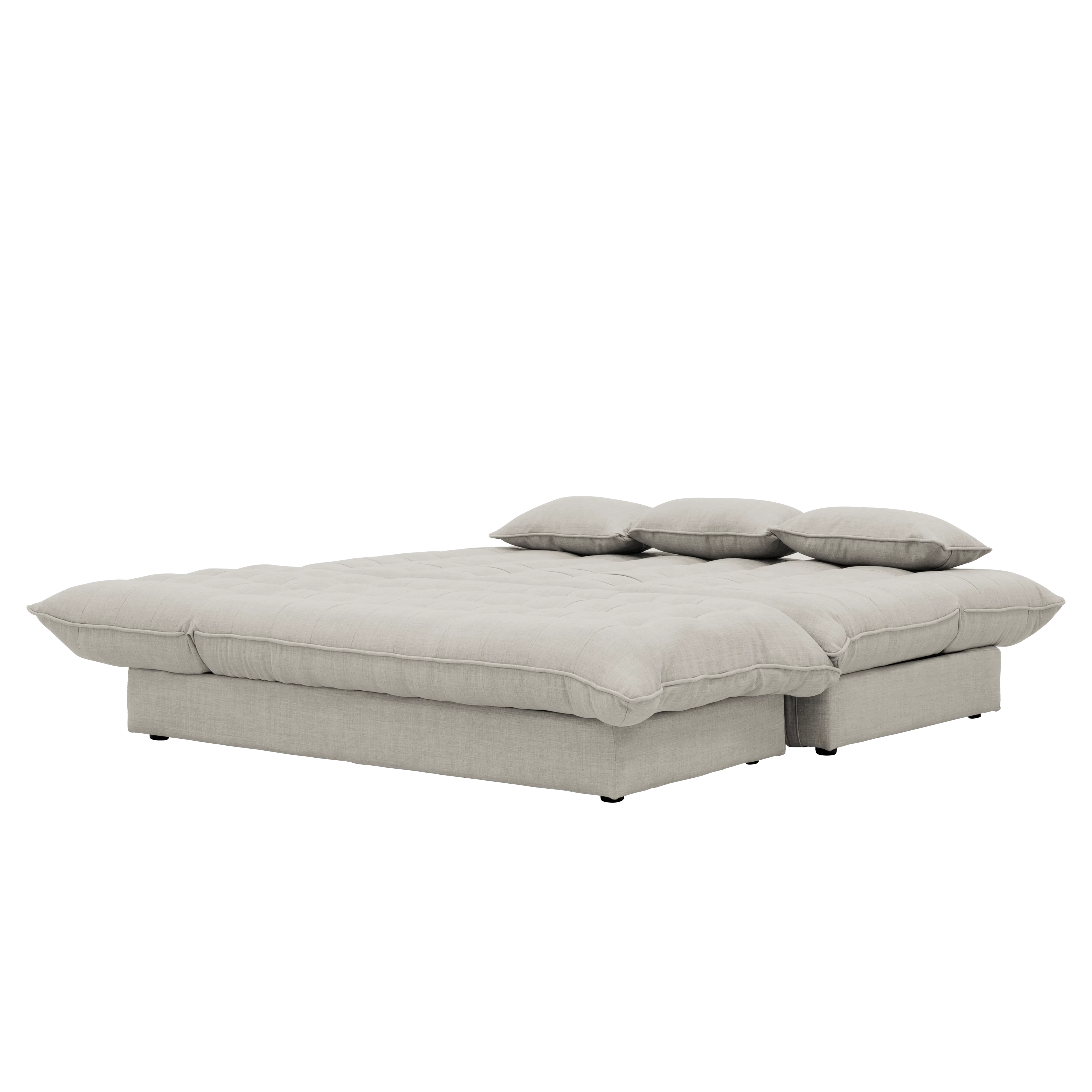 Tessa L-Shaped Sofa Bed - Beige (Eco Clean Fabric) - 30 - Modern cushioned sofa, minimalist design, light gray upholstery