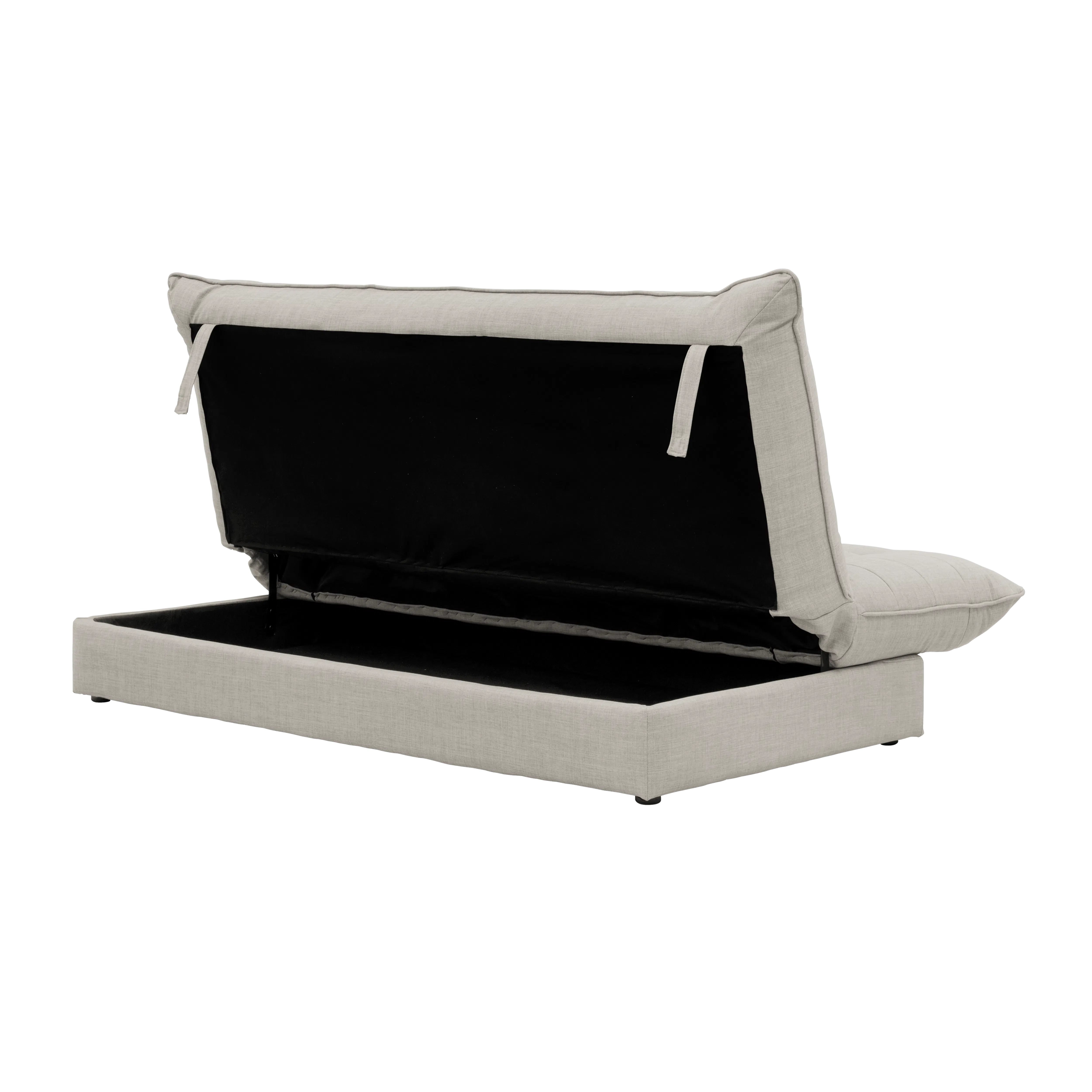 Tessa L-Shaped Sofa Bed - Beige (Eco Clean Fabric) - 31 - Modern minimalist sofa, light gray fabric, black cushion, open