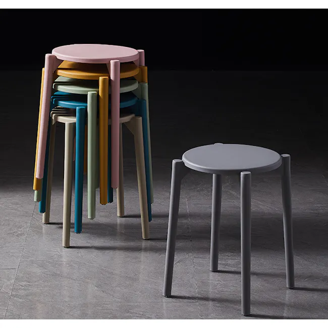 Olly Pastel Stackable Stool - Sage - 5 - Modern minimalist table and chairs, colorful geometric design, abstract art style