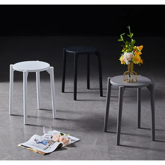 Olly Pastel Stackable Stool - Sage - 4 - Modern minimalist design, contemporary furniture, sleek stools, black and white
