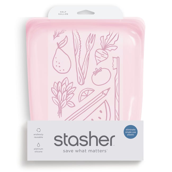 Stasher Reusable Silicone Bag - Half Gallon - Pink - 4