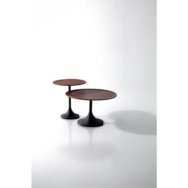 (As-is) Pablo Round Coffee Table - Walnut - 2 - 12 - Dark wood, modern, round tables, minimalist design, sleek lines