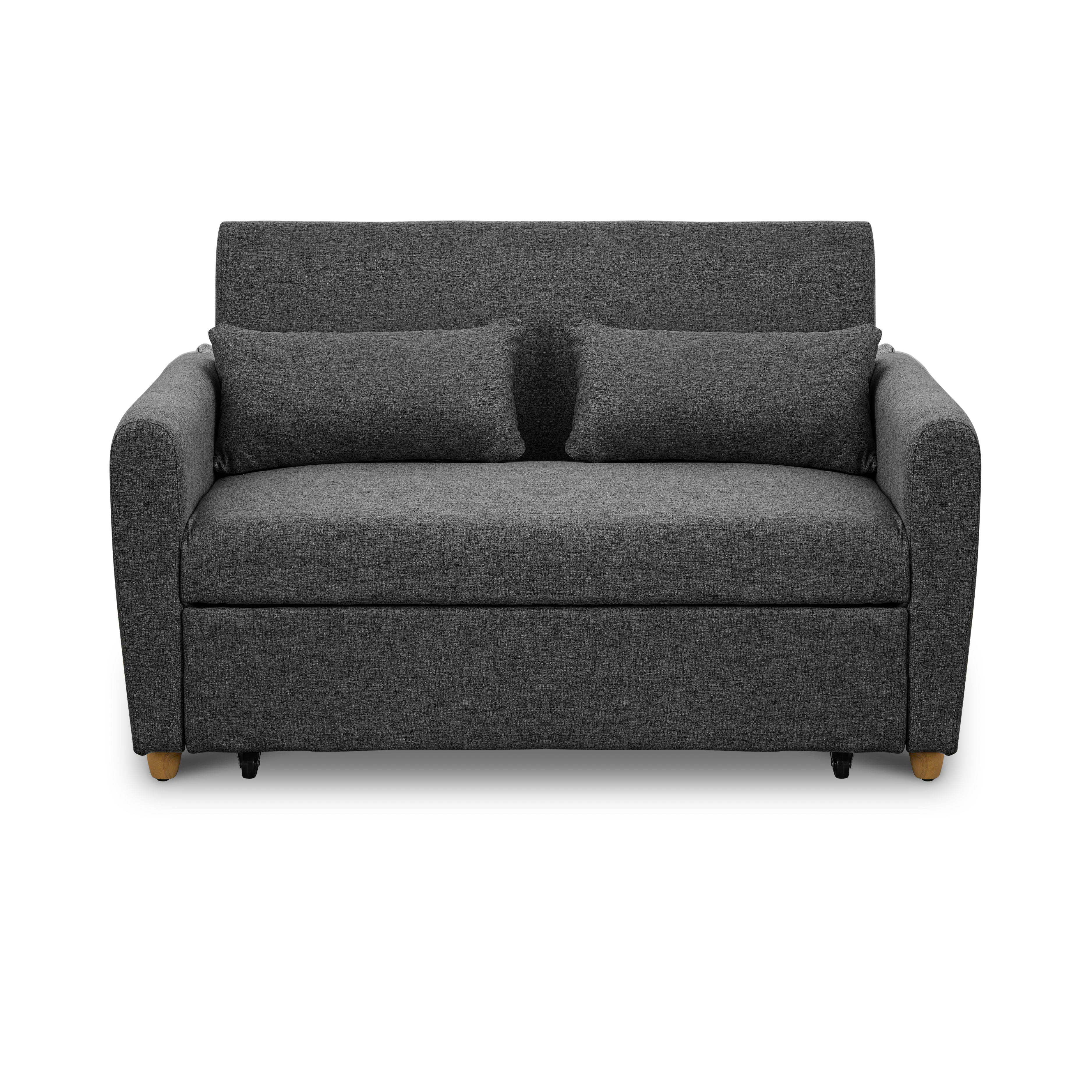 Luisa 2 Seater Sofa Bed - Orion - 12 - Grey upholstered sofa, modern design, textured fabric, comfortable seating, armrests