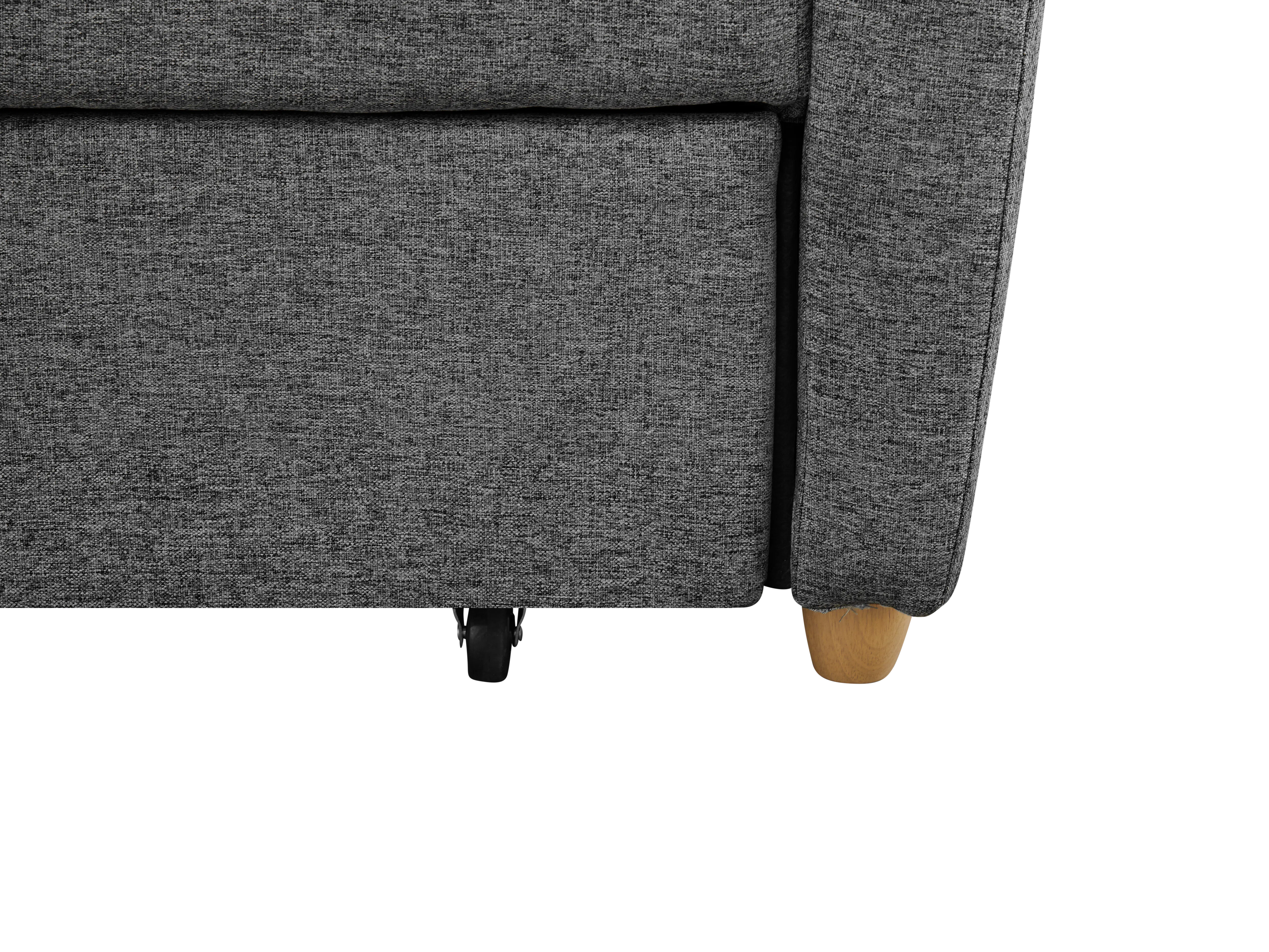 Luisa 2 Seater Sofa Bed - Orion - 10 - Gray textured fabric sofa, modern design, cozy seating, upholstered armrests, wooden