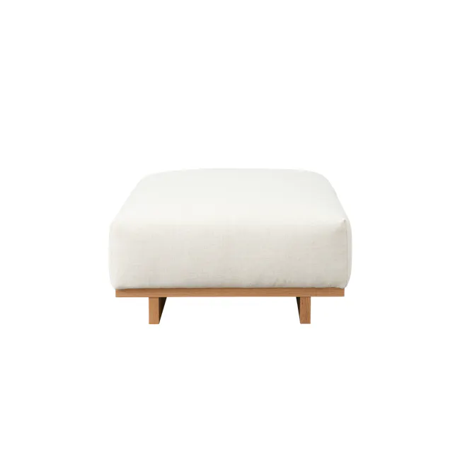 Miu Side Ottoman - 1 - White upholstered bench, wooden base, minimalist design, soft fabric, cozy seating, neutral color