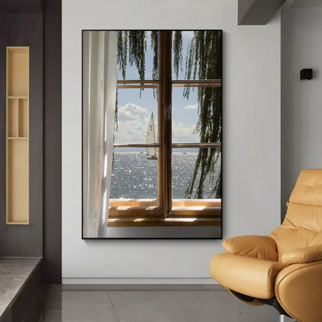 Sailing Boat Window View Wall Stretched Canvas 60 x 80 cm - 9