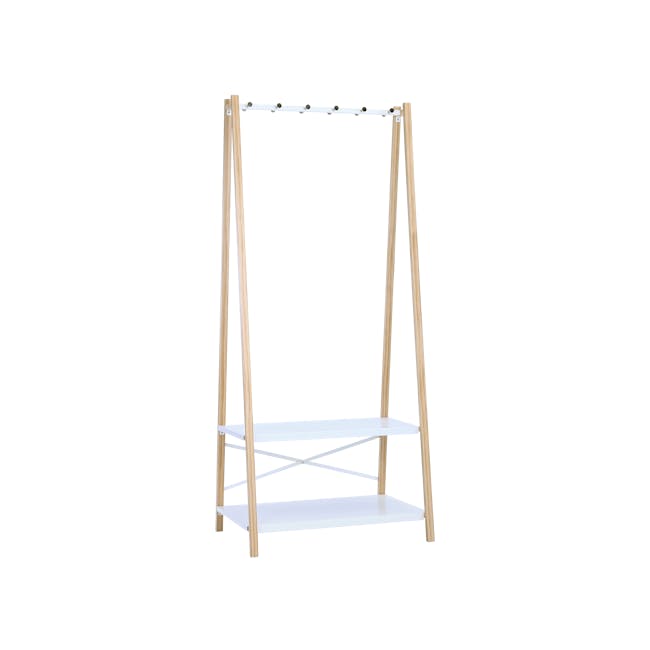 Hart Clothes Rack - Natural, White - 0