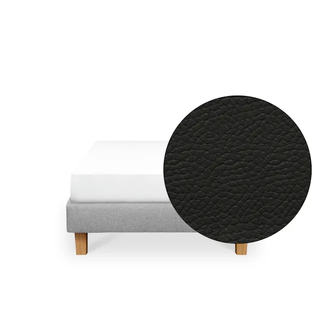ESSENTIALS Single Divan Bed - Coal (Faux leather) - 1 - White and gray upholstered bed, wooden legged bed frame, black