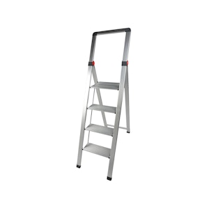 Rene Hashigo Ultra Slim 4 Step Stool with Handle - Silver