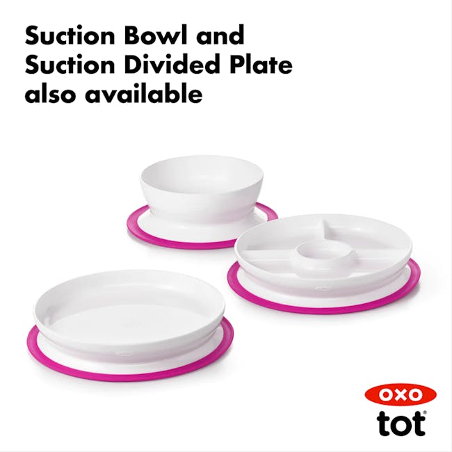 OXO Tot Stick & Stay Divided Plate - Pink - 8