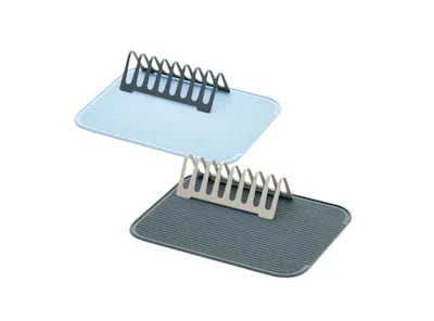 Modori Beige Drying Rack + Soft Blue Drying Mat Set