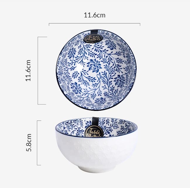 Table Matters Floral Blue Bowl (3 Sizes) - 2