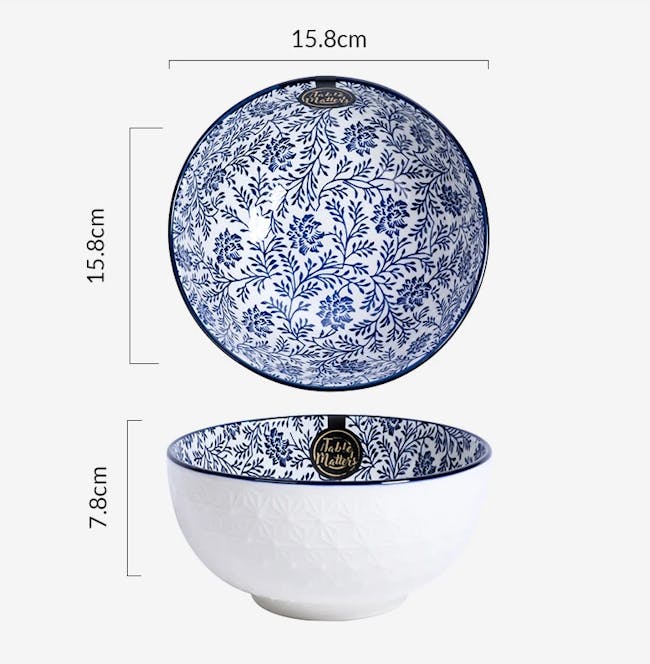 Table Matters Floral Blue Bowl (3 Sizes) - 3