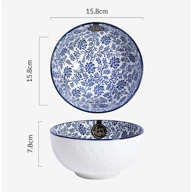 Table Matters Floral Blue Bowl (3 Sizes) - 3