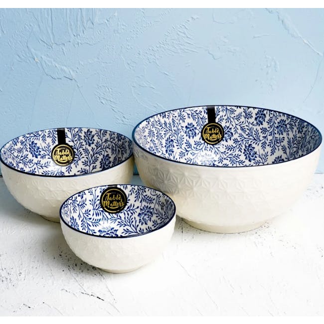 Table Matters Floral Blue Bowl (3 Sizes) - 1