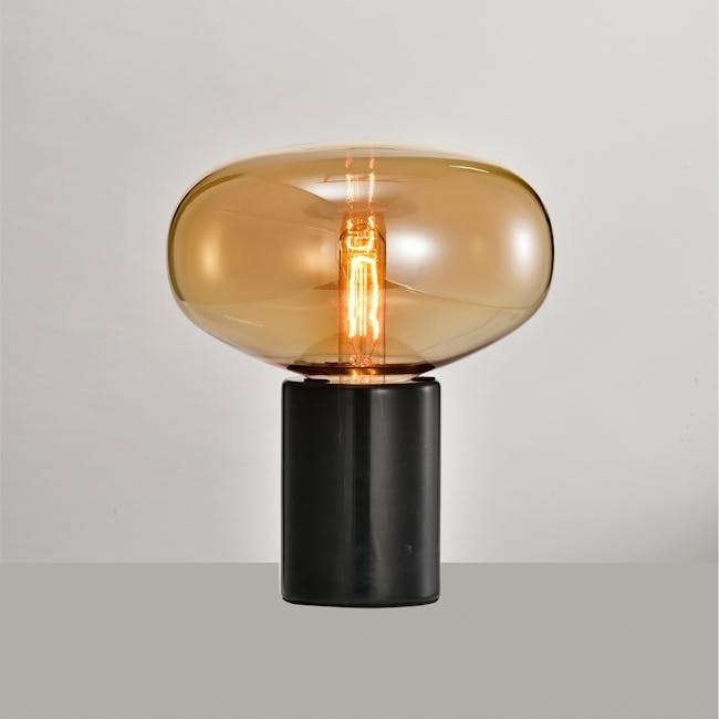 Marvy Marble Table Lamp - Black, Amber - 5