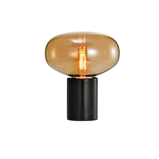 Karl Johan Marble Table Lamp - Black, Amber - 0