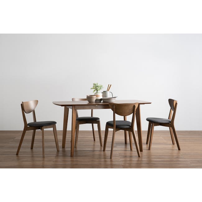 Harold Dining Table 1.5m in Cocoa with Harold Bench 1m with 2 Harold Dining Chairs in Seal - 19 - Modern dining room