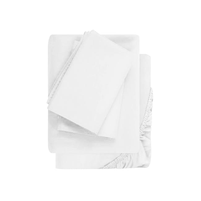 Intero Bamboopro Solid Terra Queen Fitted Sheet Set - White - 0