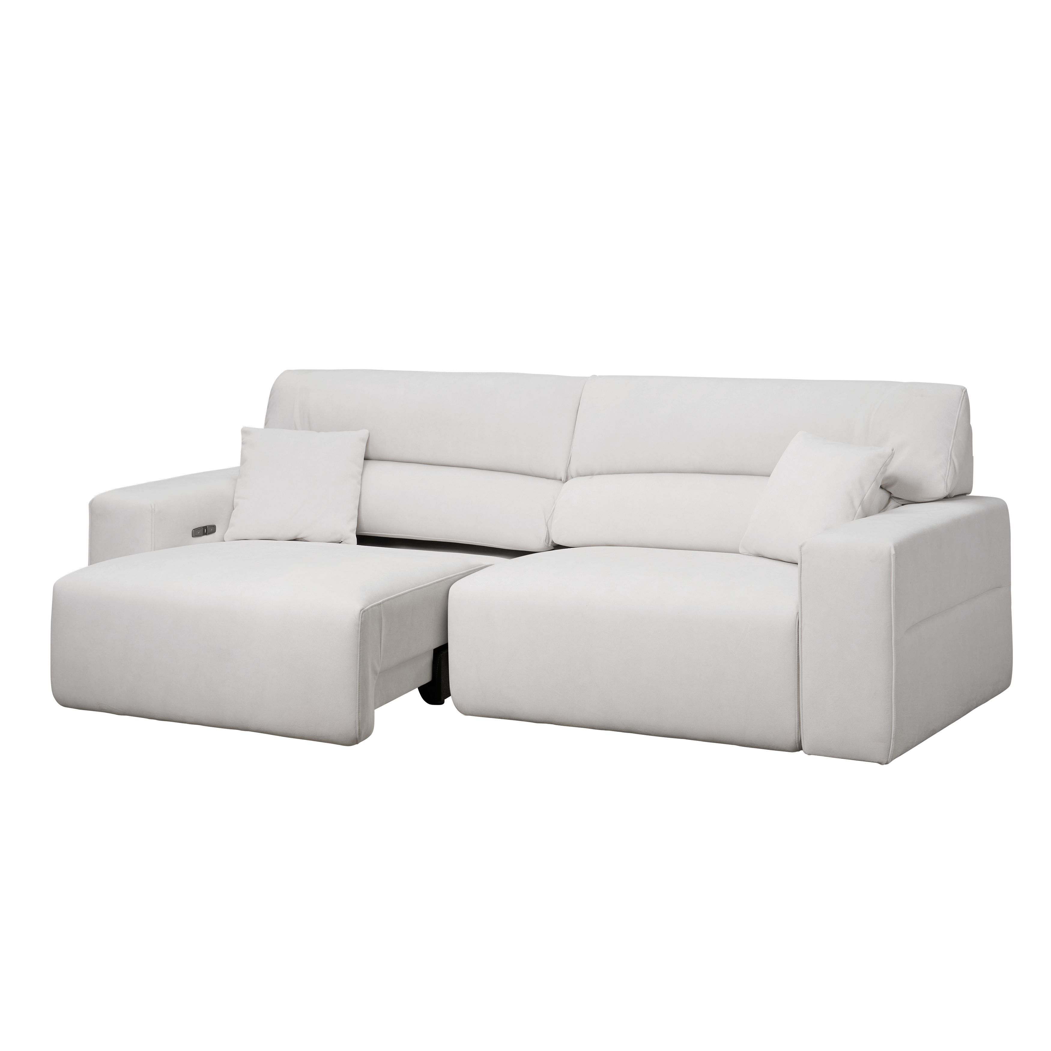 Forte 4 Seater Power Sliding Extension Sofa - Misty Grey (Scratch Resistant) - Zero Wall