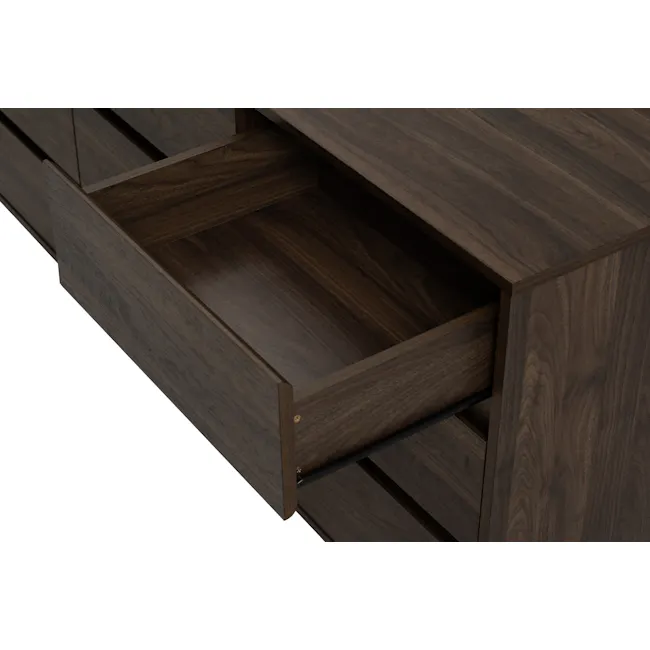 Herschel 9 Drawer Chest 1.5m - Walnut - 10 - Wooden drawer, dark wood finish, sleek design, minimalist style, modern