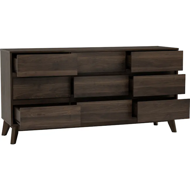 Herschel 9 Drawer Chest 1.5m - Walnut - 4 - Dark wood, sleek design, modern furniture, wooden texture, polished finish