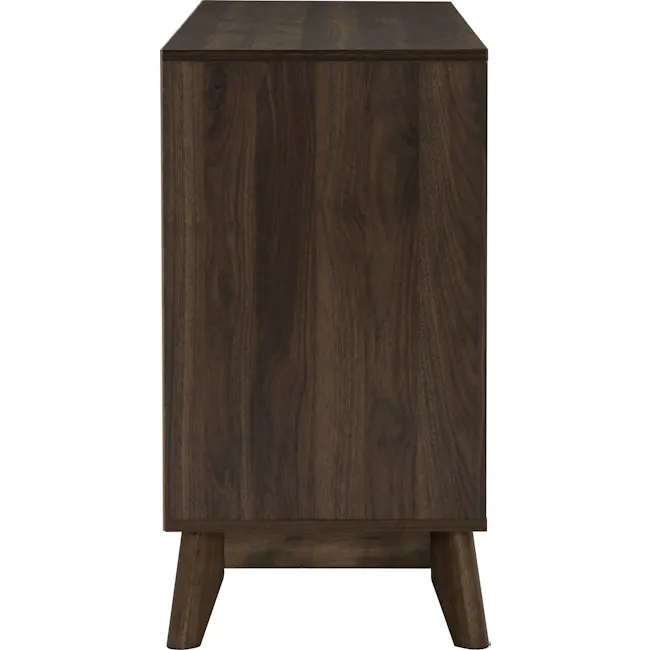 Herschel 9 Drawer Chest 1.5m - Walnut - 7 - Dark wood side table, rich wood grain, polished finish, natural wood texture