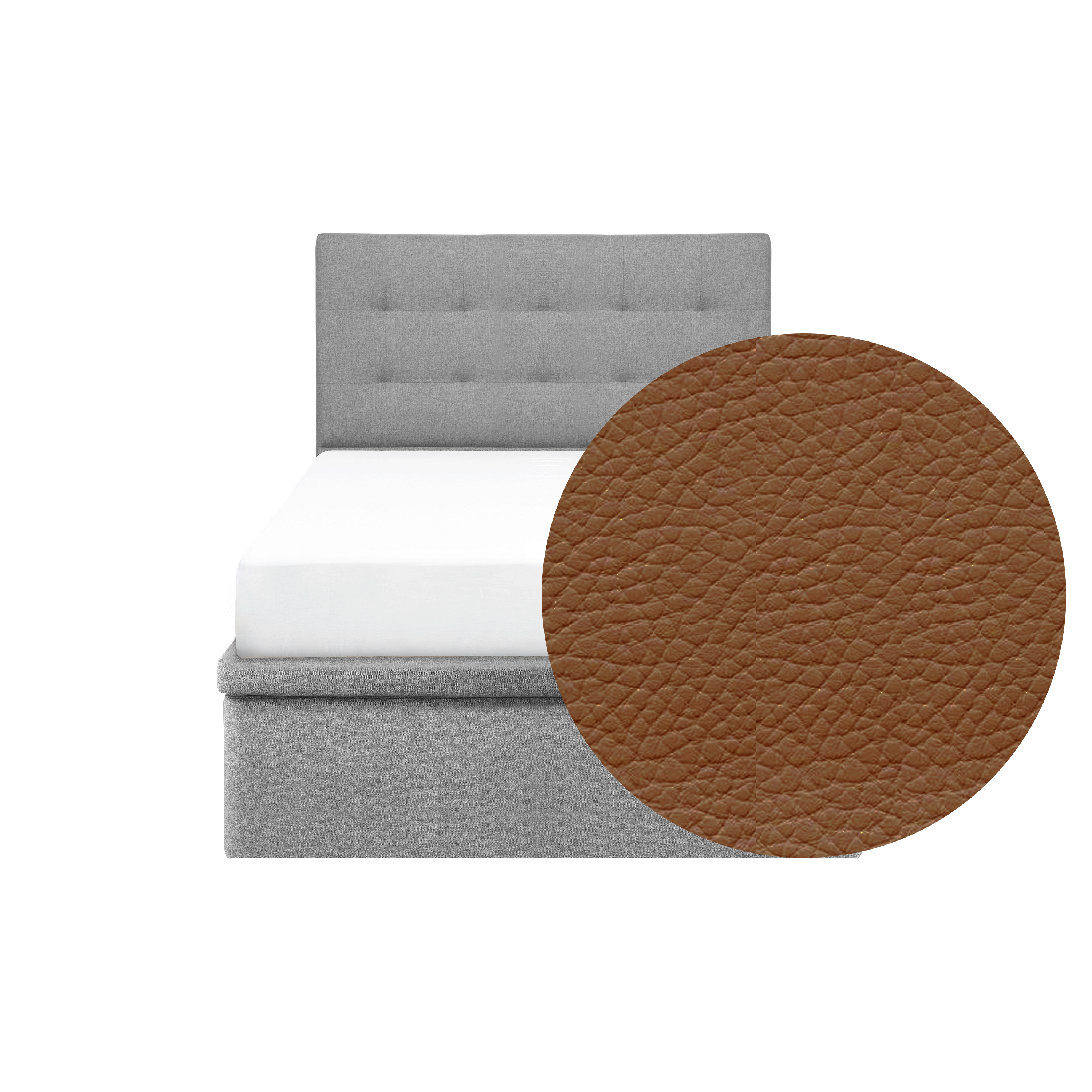 ESSENTIALS Single Headboard Storage Bed - Tan (Faux leather)