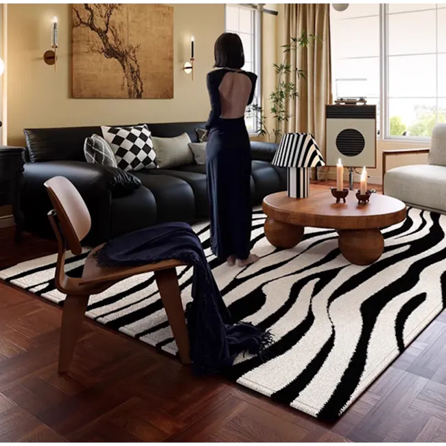 Zebra Low Pile Water Resistant Rug (3 Sizes) - 7