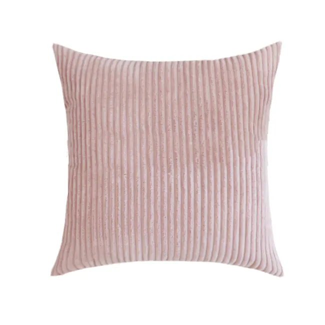 Emeri Large Corduroy Cushion - Blush - 1 - Ruched, ribbed, vertical, pink, textured, soft, cozy, comfortable, elegant