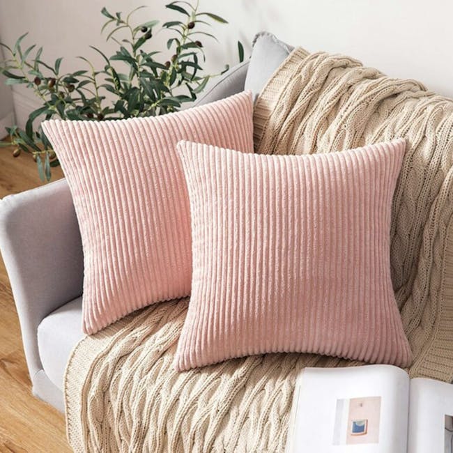 Emeri Large Corduroy Cushion Cover - Blush - 2