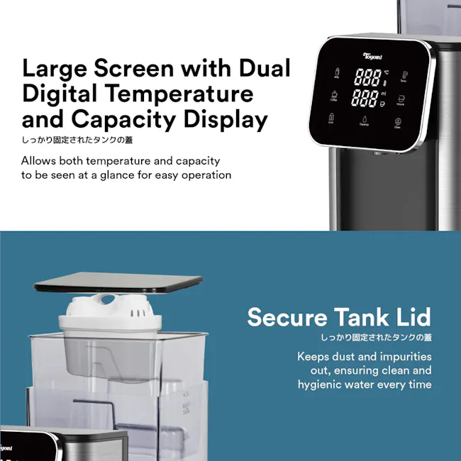 TOYOMI 4.3L InstantBoil Filtered Water Dispenser with Premium Filter - Gloss Black (FB 6643F) - 6