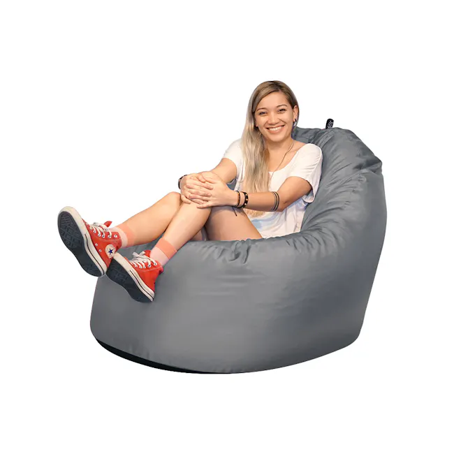 Doob Oomph Water-Repellent Bean Bag Chair - Ash Grey (2 Sizes) - 4 - gray bean bag chair, comfortable seating, casual