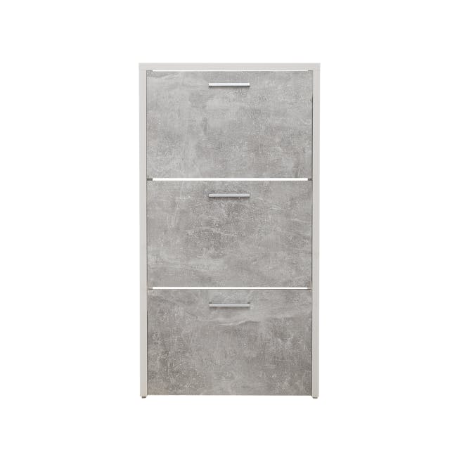 Frida 3-Door Shoe Cabinet - White, Concrete Laminate - 0