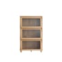 Jael Tall Cabinet with 3 Textured Glass Doors 0.8m - Oak - 0