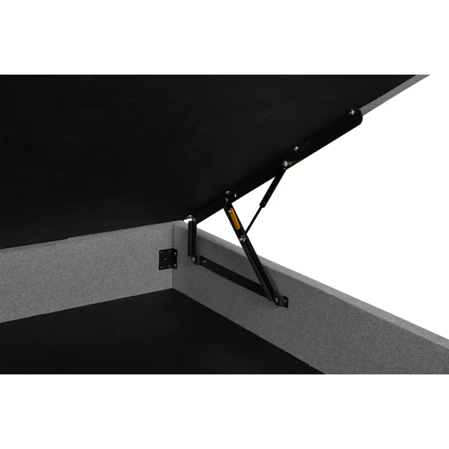 ESSENTIALS Queen Headboard Storage Bed - Oat (Eco Clean Fabric) - 11 - Gray fabric interior, black frame, adjustable