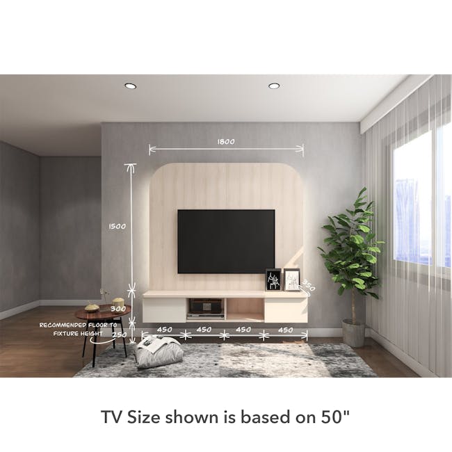 Freya TV Console Feature Wall - White Oak - 3