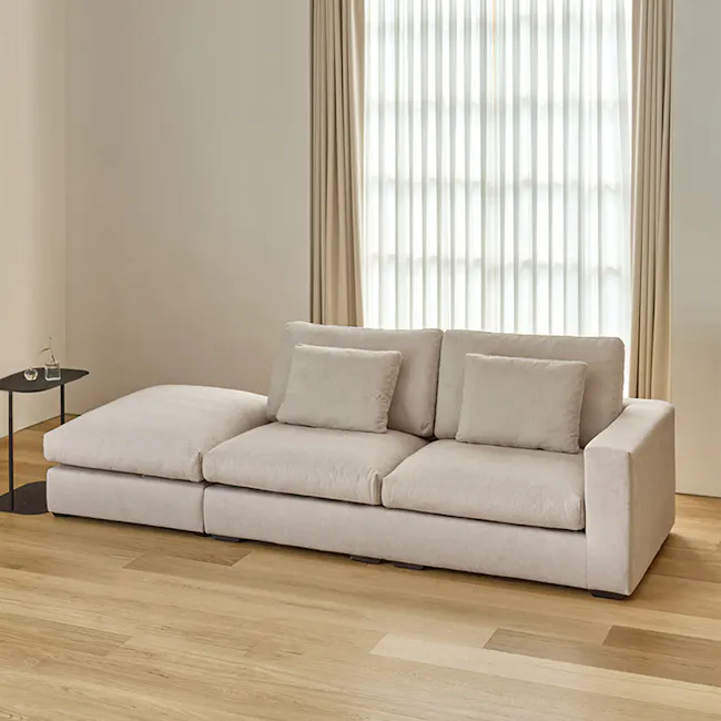 Oxford 3 Seater Right Arm Chaise Sofa - Grey, Down Feathers - 2