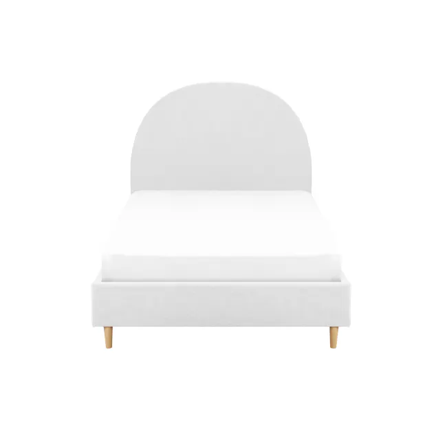 Aspen Single Bed - Cloud White - 1 - White bed with soft mattress, minimalist design, clean lines, wooden frame, soft