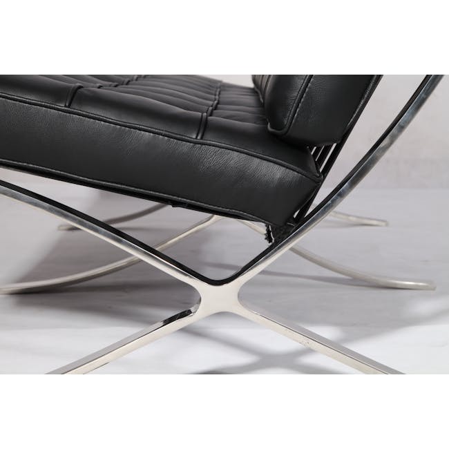 Benton 2 Seater Sofa with Benton 2 Seater Ottoman - Black - 9 - Black leather chair, metallic frame, sleek design, modern