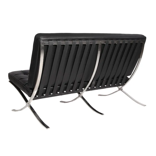 Benton 3 Seater Sofa with Benton 2 Seater Sofa - Black (Genuine Cowhide) - 20 - Black leather lounge chair, sleek design