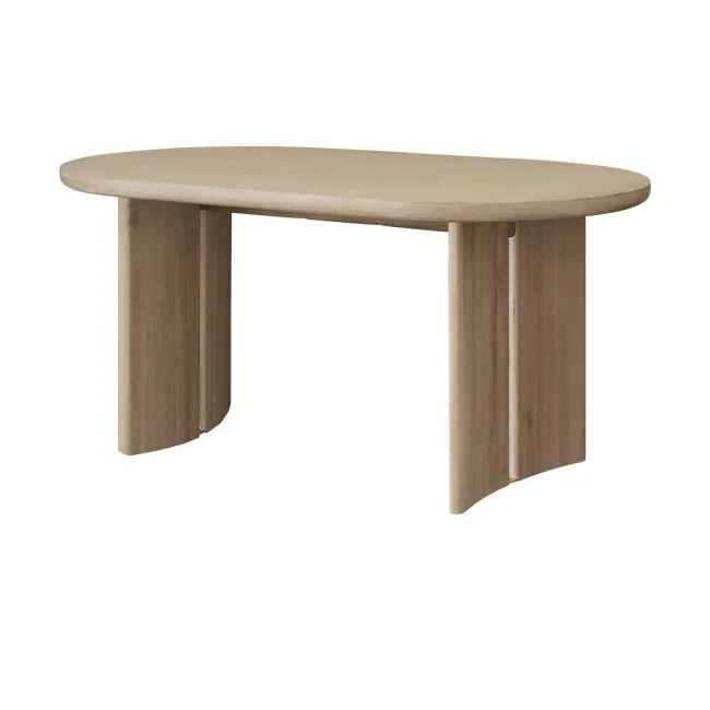 Catania Dining Table 1.8m with 4 Catania Dining Chairs - 5 - Wooden table, minimalist design, natural wood finish, round