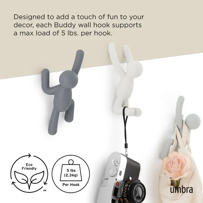 Buddy Wall Hook - Grey (Set of 3) - 4