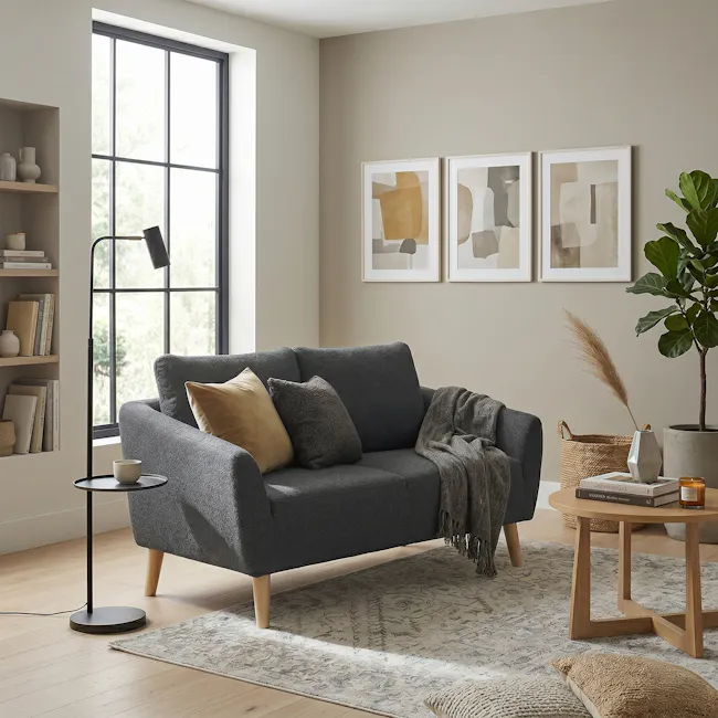 Hana 3 Seater Sofa with Hana 2 Seater Sofa - Charcoal - 7