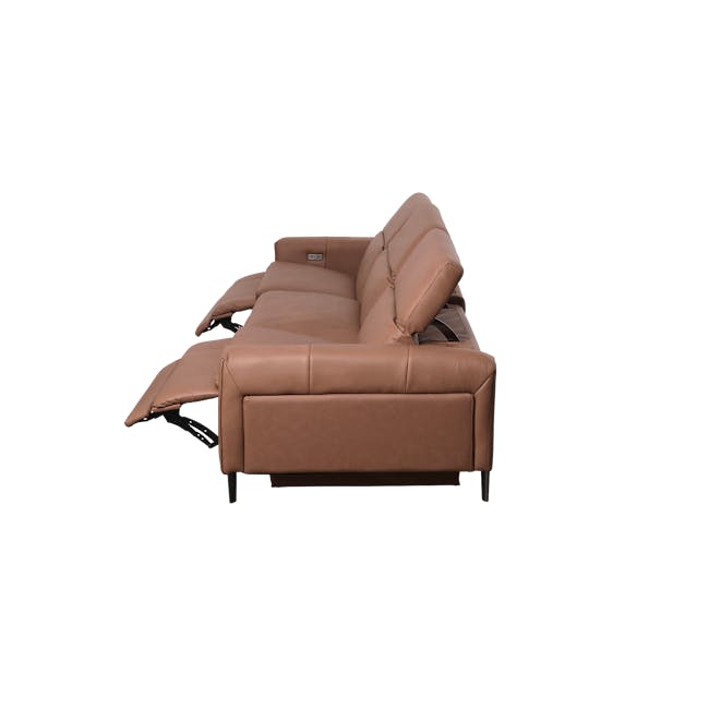 Clyde 4 Seater Power Recliner Sofa - Pecan Brown (Top Grain Leather) - Zero Wall - 46
