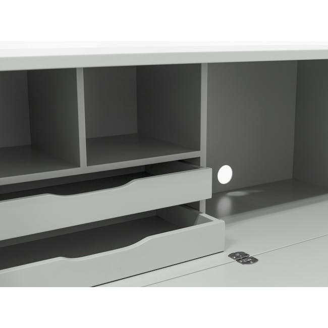 Arod Study Table 1m - White Grey - 10 - Modern minimalist shelving unit, sleek design, open storage compartment, minimalist