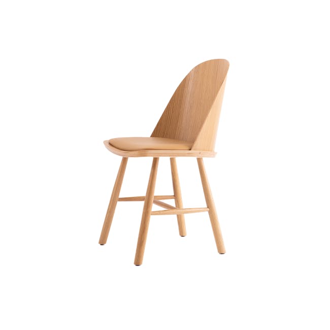 (As-is) Jensen Chair - Oak, Tan (Faux Leather) - 13 - Light wooden chair, minimalist design, modern style, natural wood