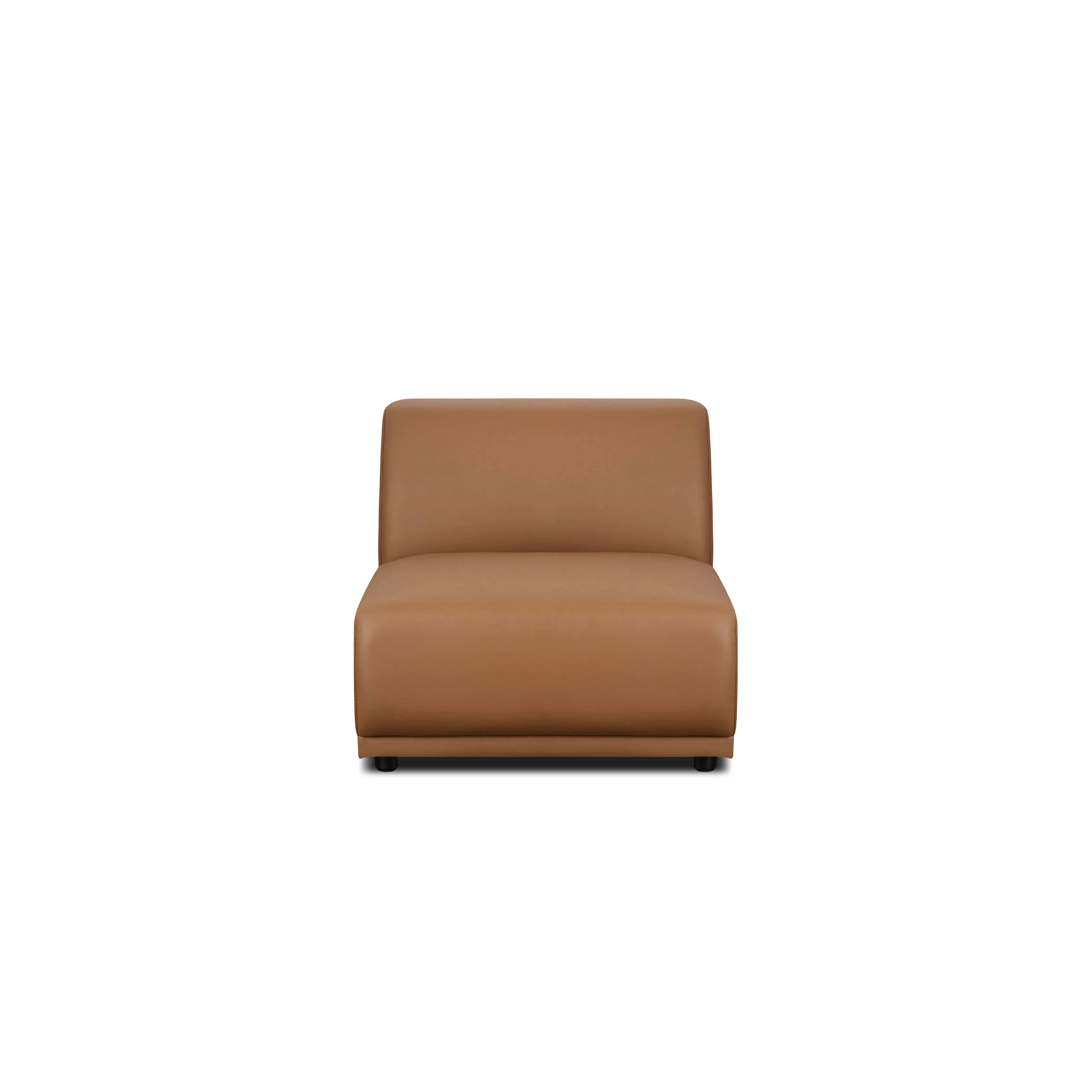 Milan 4 Seater Sofa - Caramel Tan (Faux Leather) - 15 - Brown leather sofa, minimalist design, modern decor, cozy seating